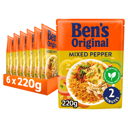 Ben's Original Mixed Pepper Microwave Rice 220g - UK Food & Drink - 5010034014176