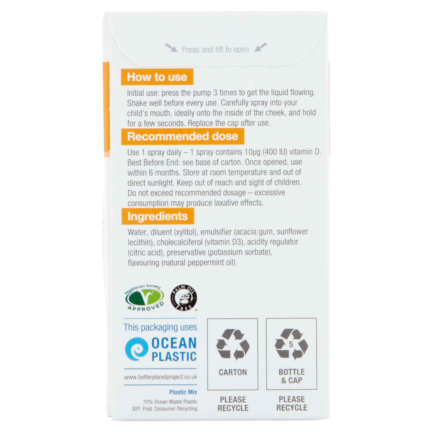 BetterYou Junior D400 Vitamin D Daily Oral Spray Natural Peppermint Flavour 15ml - UK Food & Drink - 96170823