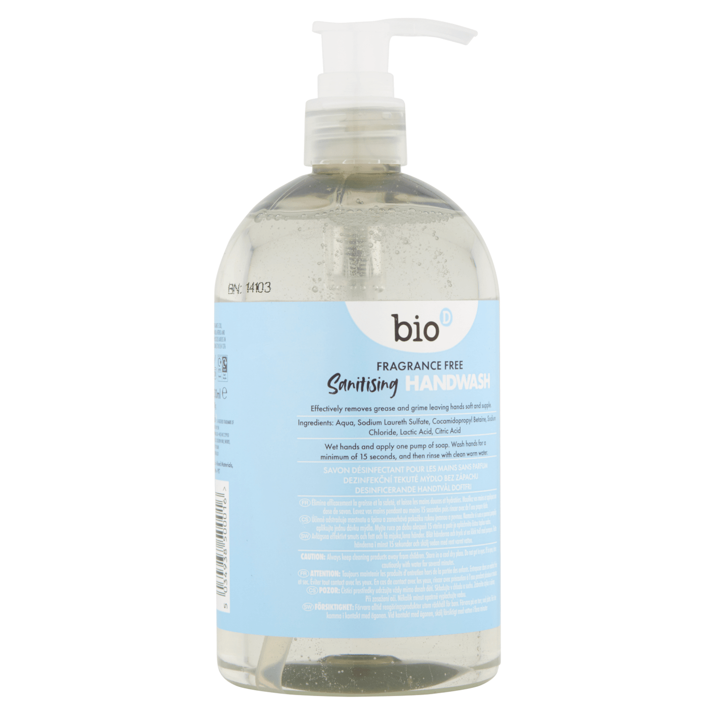 Bio D Cleansing Handwash Fragrance Free 500ml - UK Food & Drink - 5034938500016