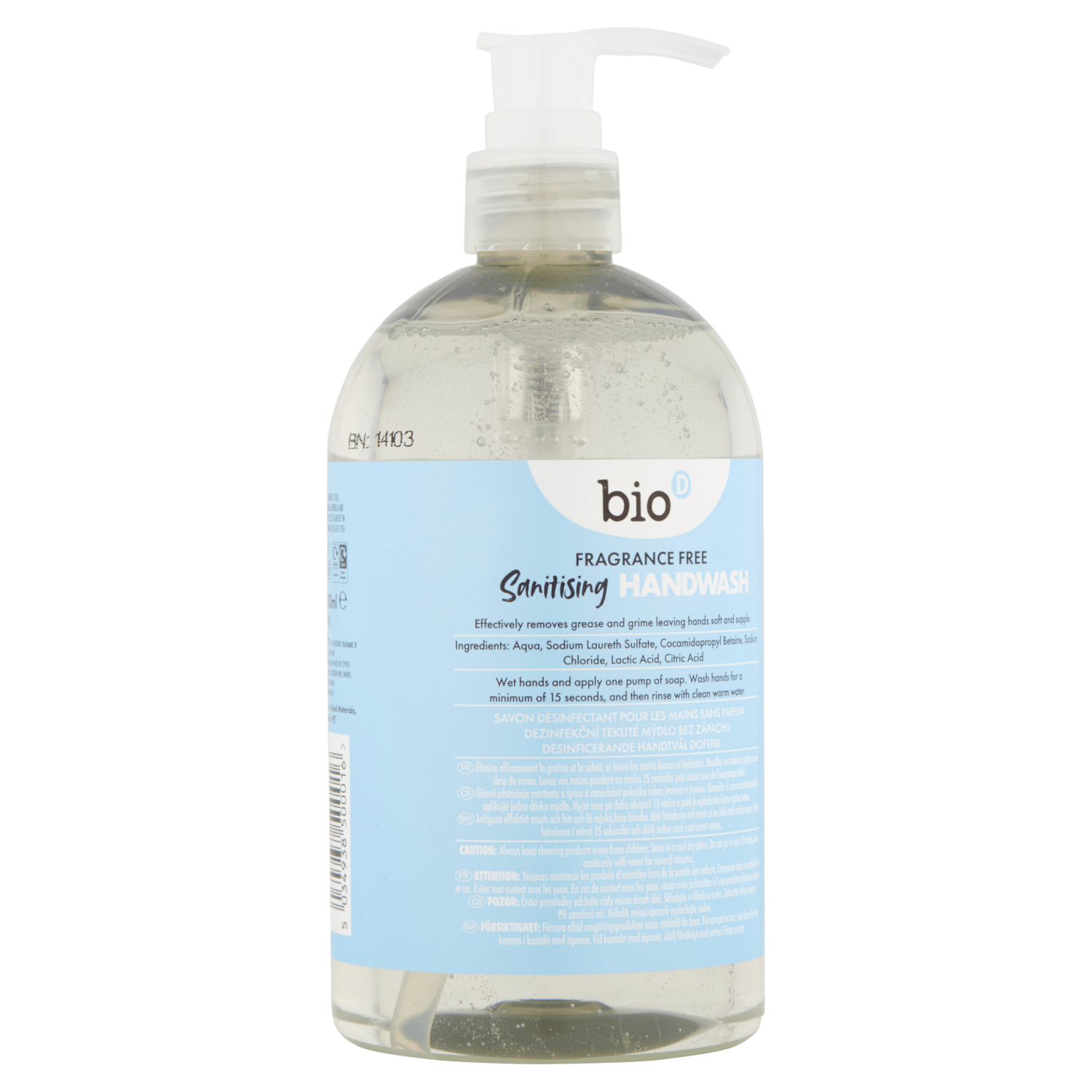 Bio D Cleansing Handwash Fragrance Free 500ml - UK Food & Drink - 5034938500016