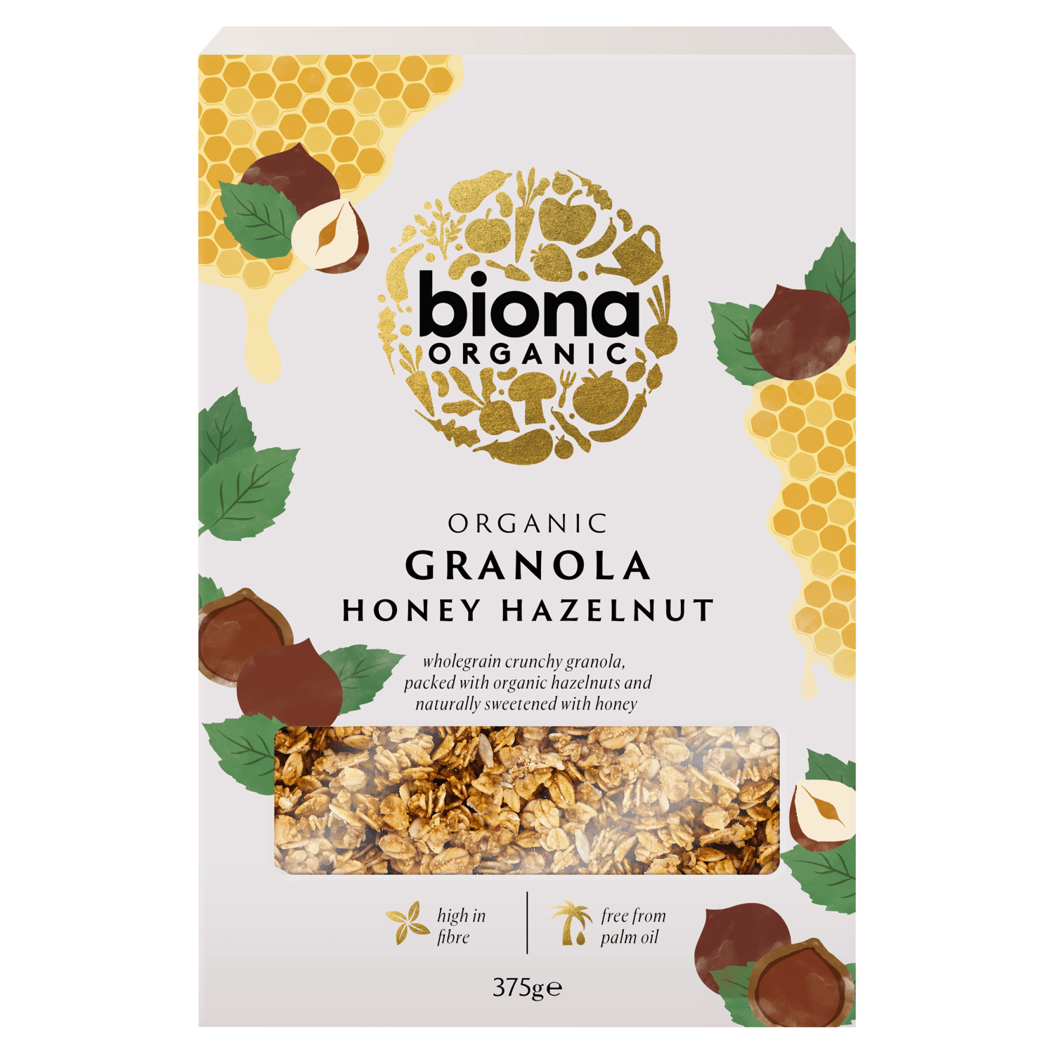 Biona Organic Granola Honey Hazelnut 375g - UK Food & Drink - 5032722300484