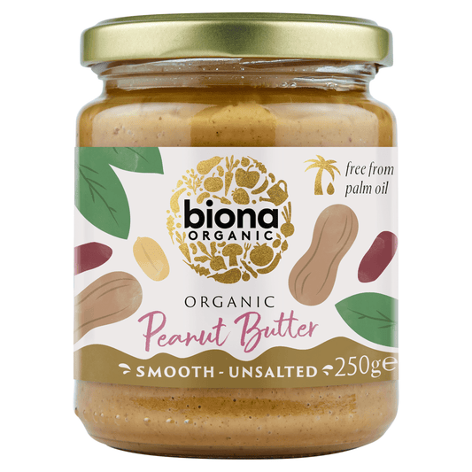 Biona Organic Peanut Butter Smooth Unsalted 250g - UK Food & Drink - 5032722305823