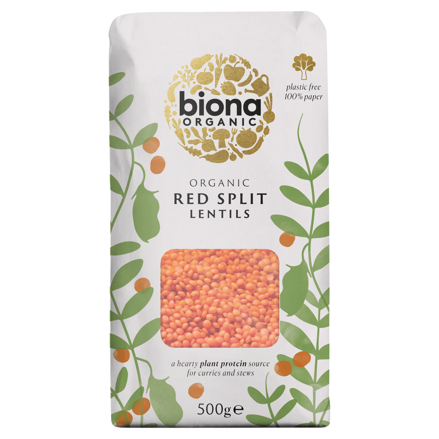 Biona Organic Red Split Lentils 500g - UK Food & Drink - 5032722318205