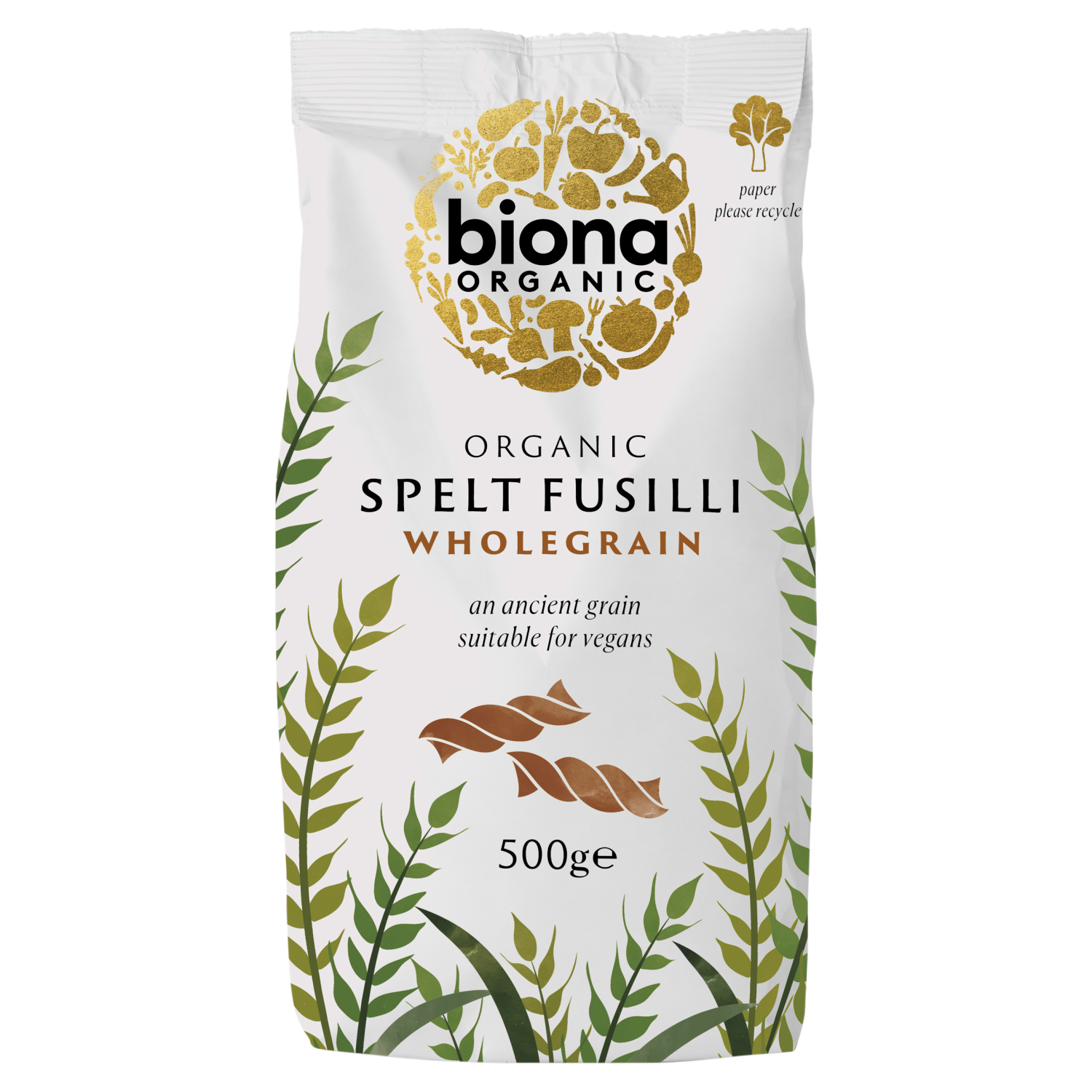 Biona Organic Spelt Fusilli Wholegrain 500g - UK Food & Drink - 5032722305038