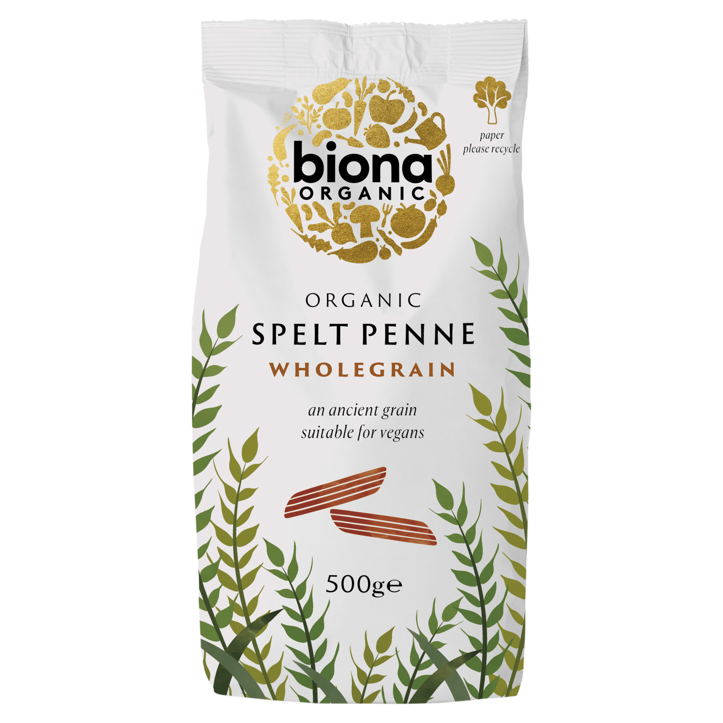 Biona Organic Spelt Penne Wholegrain 500g - UK Food & Drink - 5032722305045