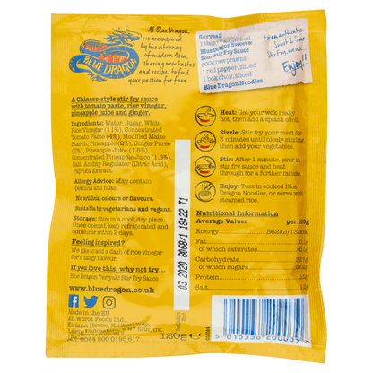 Blue Dragon Sweet & Sour Stir Fry Sauce 120g - UK Food & Drink - 5010338200039