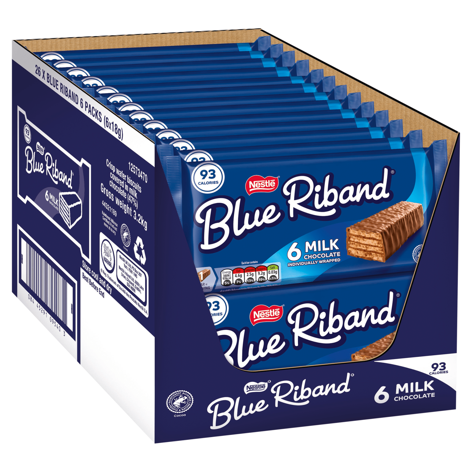 Blue Riband Milk Chocolate 6 x 18g (108g) - UK Food & Drink - 8445291095397