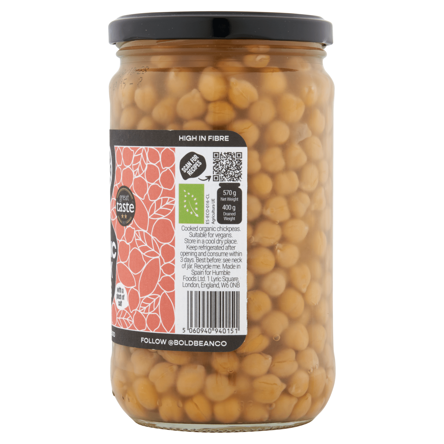 Bold Bean Co Organic Chick Peas 570g - UK Food & Drink - 5060940940151