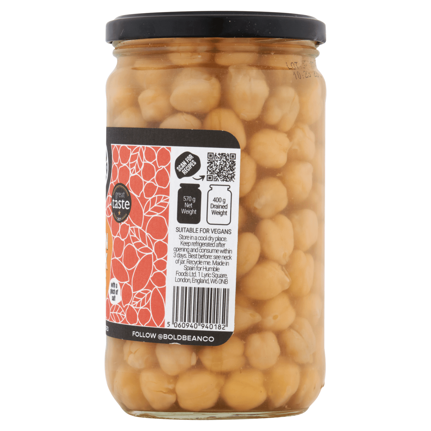 Bold Bean Co Queen Chickpeas 570g - UK Food & Drink - 5060940940182