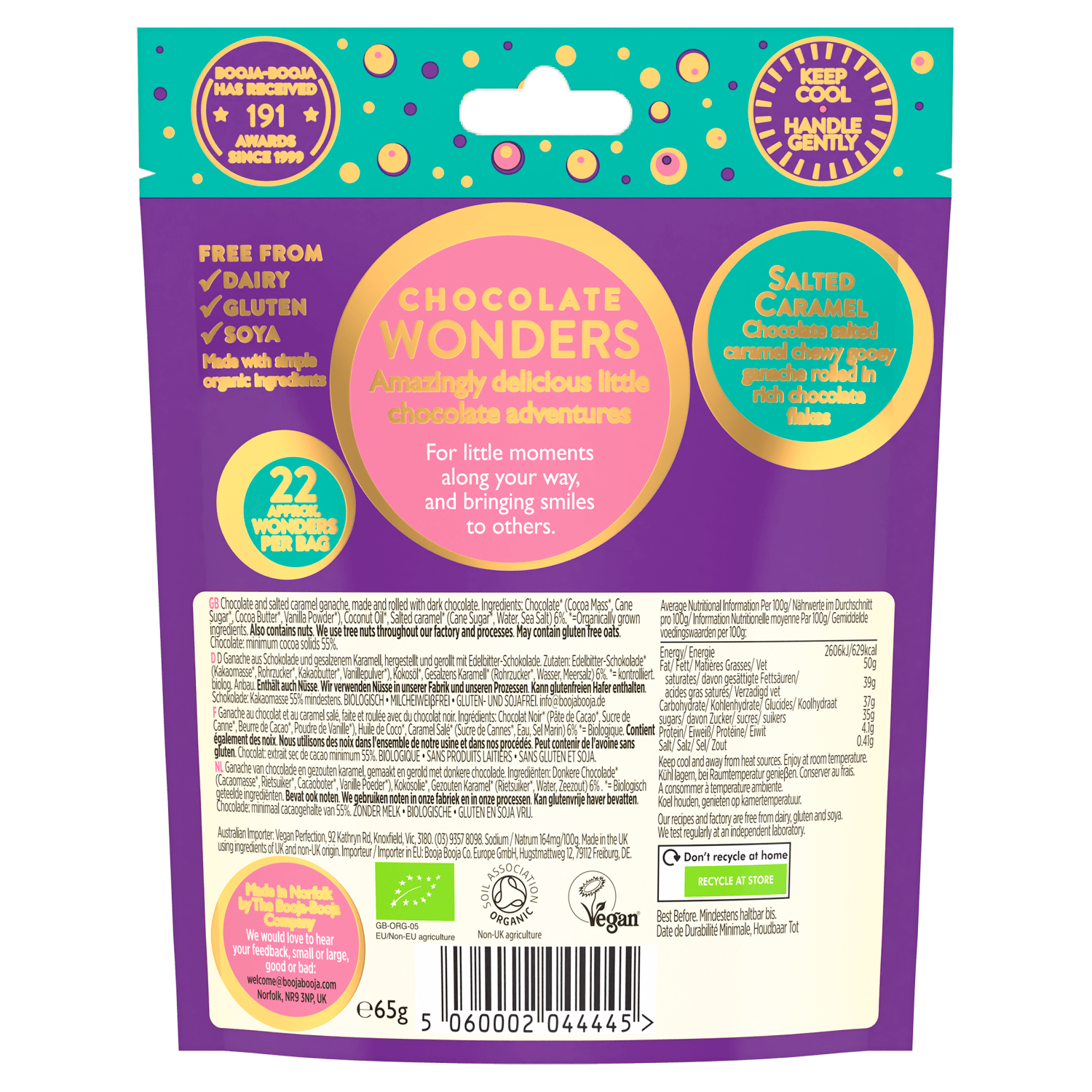 Booja - Booja Original Salted Caramel Chocolate Wonders 65g - UK Food & Drink - 5060002044445