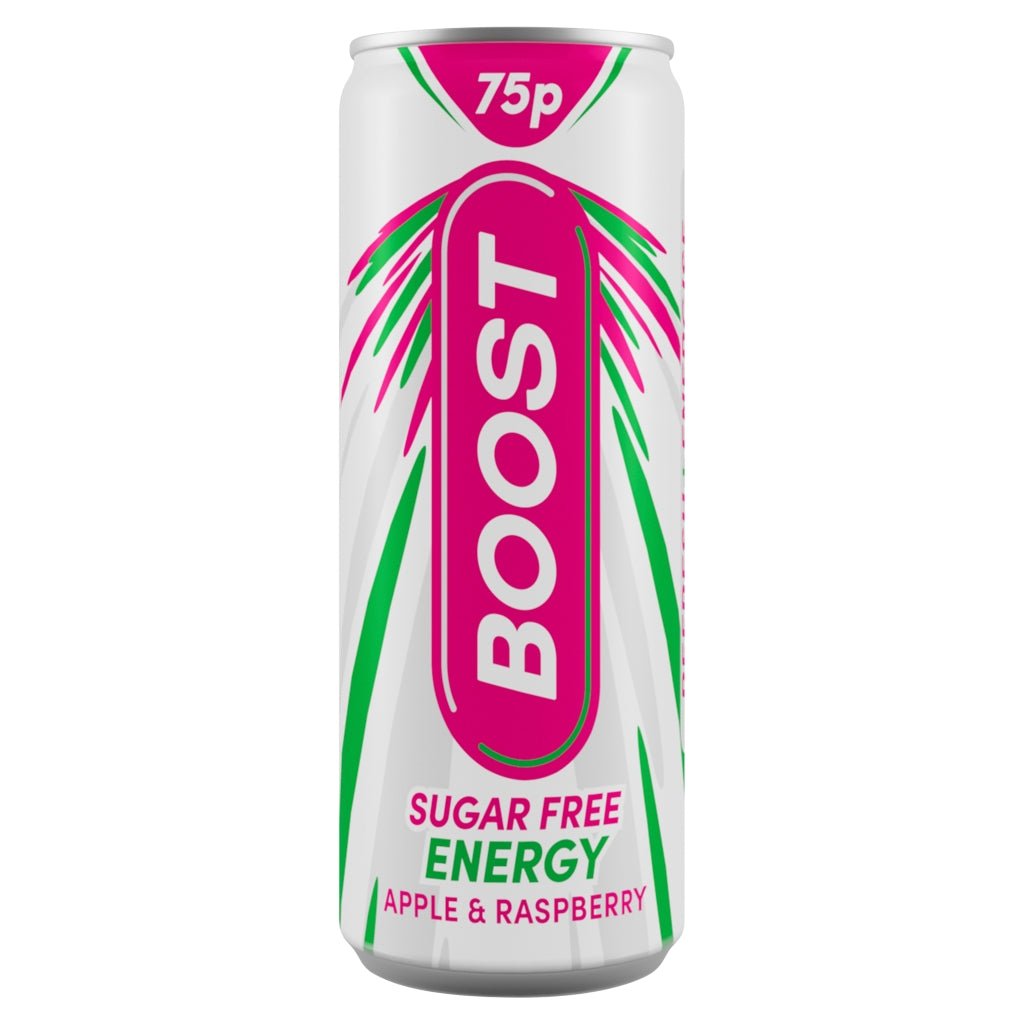 Boost Sugar Free Energy Apple & Raspberry 250ml - UK Food & Drink - 5056079901637