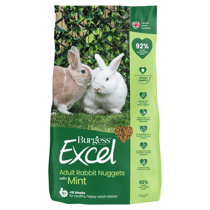 Burgess Excel Adult Rabbit Nuggets with Mint 1.5kg - UK Food & Drink - 5023861122150