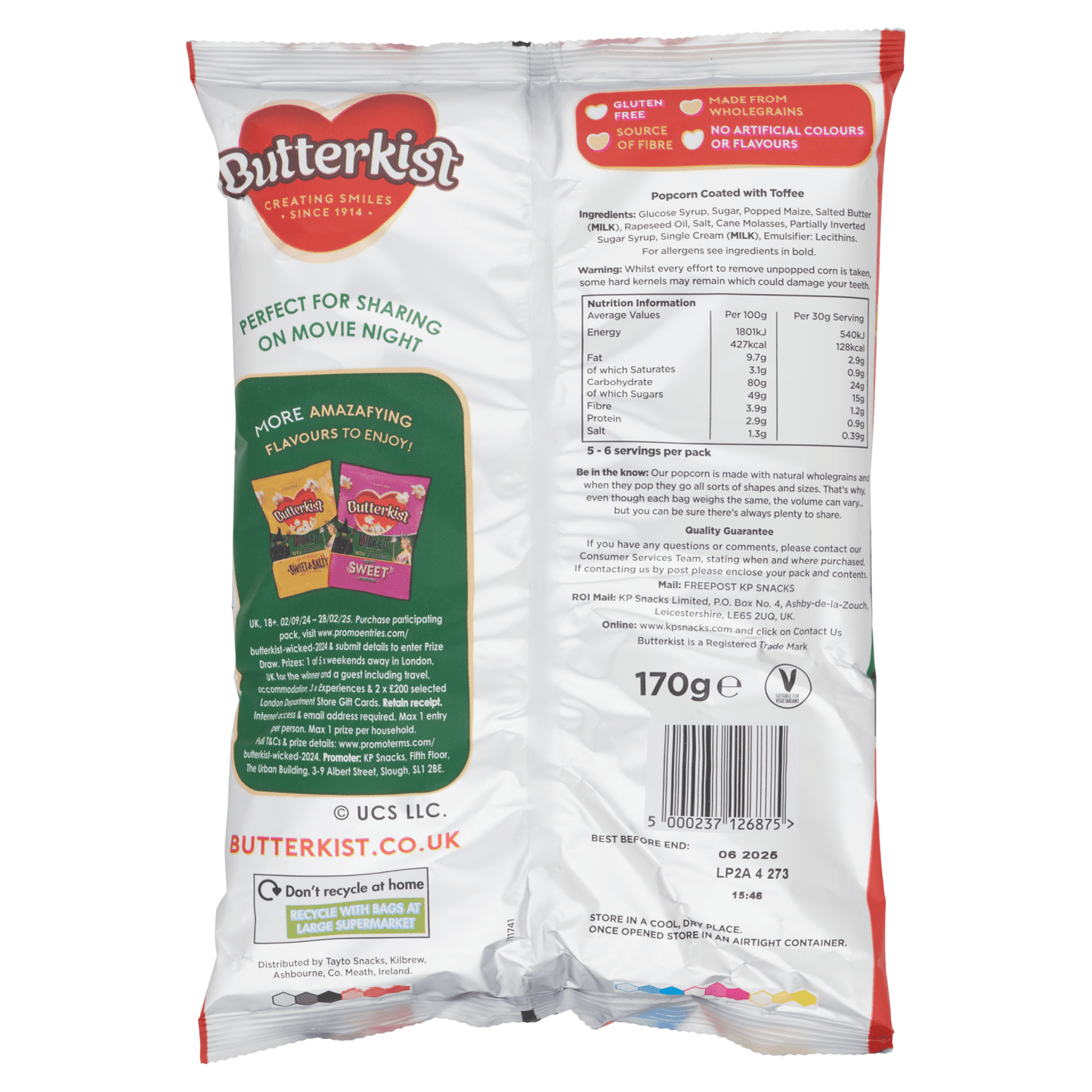 Butterkist Crunchy Toffee Popcorn 170g - UK Food & Drink - 5000237126875