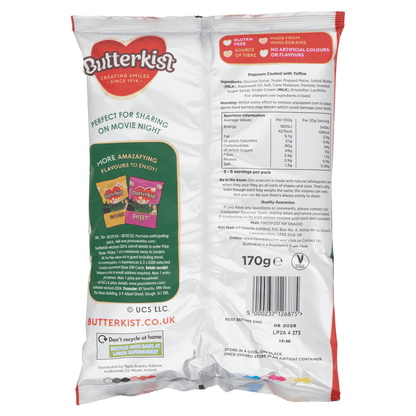 Butterkist Crunchy Toffee Popcorn 170g - UK Food & Drink - 5000237126875