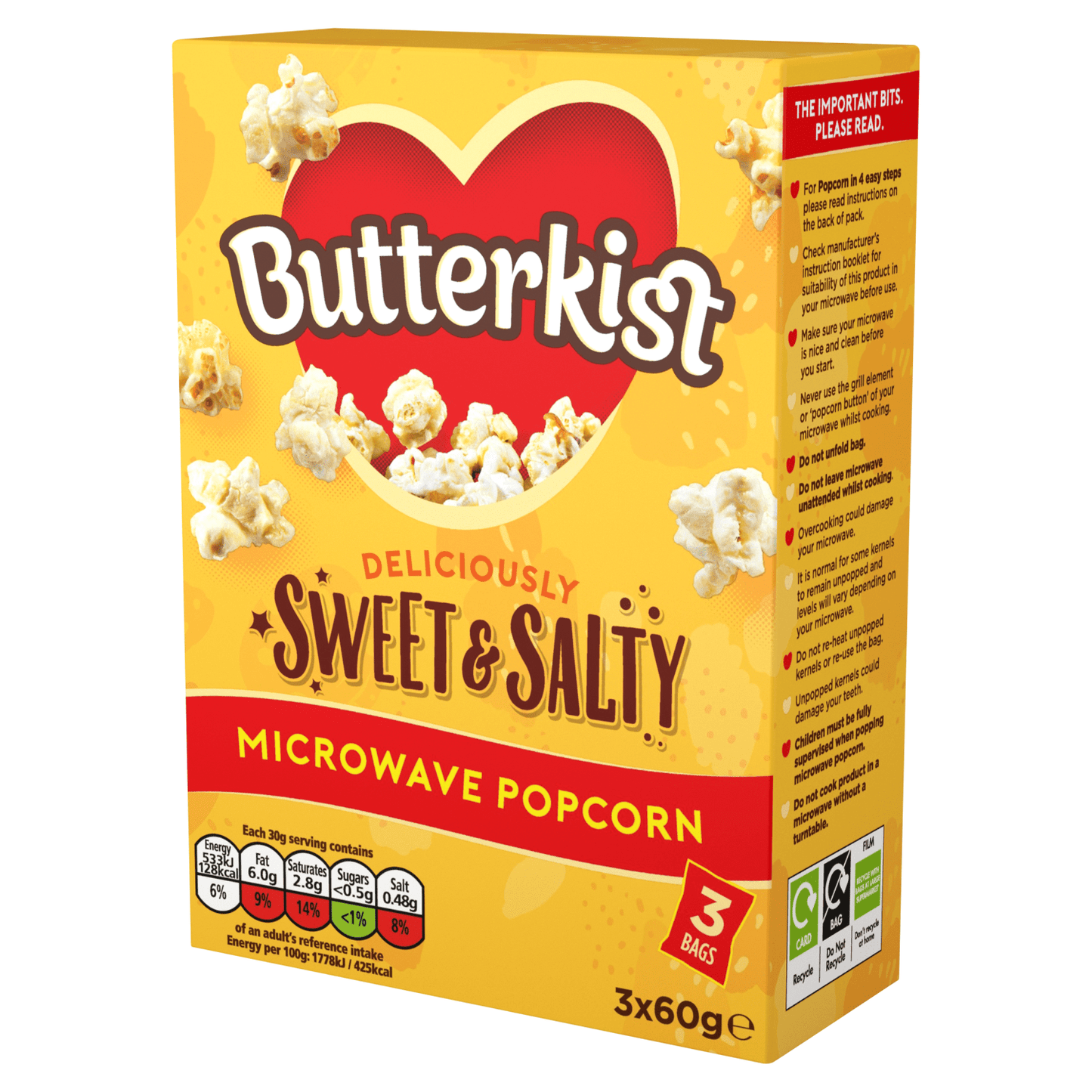 Butterkist Deliciously Sweet & Salty Microwave Popcorn 3 x 60g - UK Food & Drink - 5000237129753