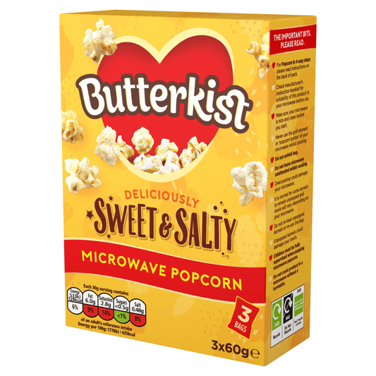 Butterkist Deliciously Sweet & Salty Microwave Popcorn 3 x 60g - UK Food & Drink - 5000237129753