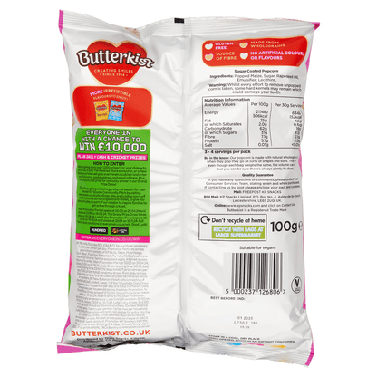 Butterkist Tasty Sweet Popcorn 100g - UK Food & Drink - 5000237126806