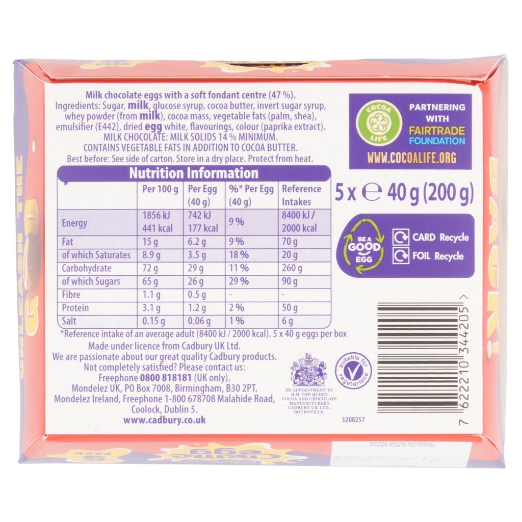 Cadbury Creme Egg 5 x 40g (200g) - UK Food & Drink - 7622210344205