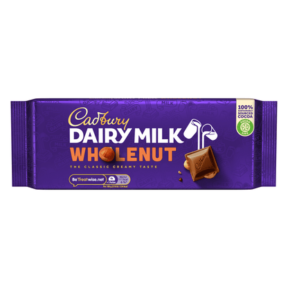Cadbury Dairy Milk Wholenut Chocolate Bar 180 Gr - UK Food & Drink - 7622201149574