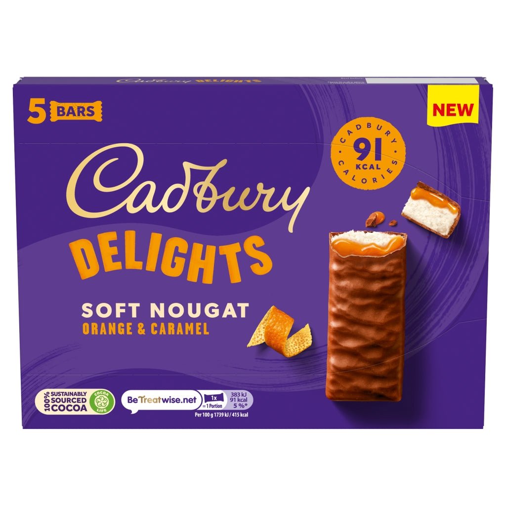 Cadbury Delights Nougat Orange & Caramel 5 Pack 110G - UK Food & Drink - 7622201700430