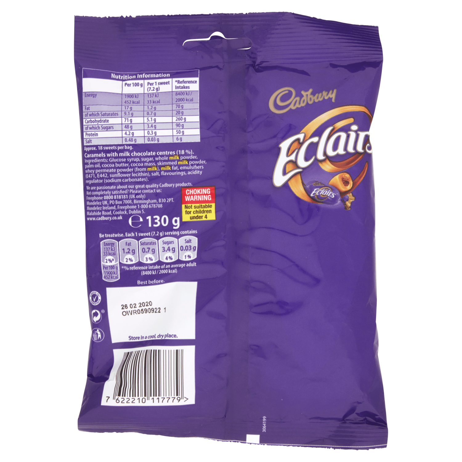 Cadbury Eclairs Classic Chocolate Bag 130g - UK Food & Drink - 7622210117779