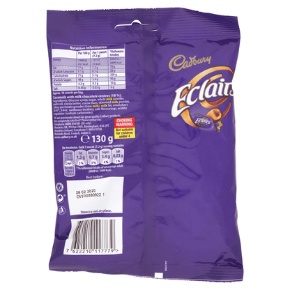 Cadbury Eclairs Classic Chocolate Bag 130g - UK Food & Drink - 7622210117779