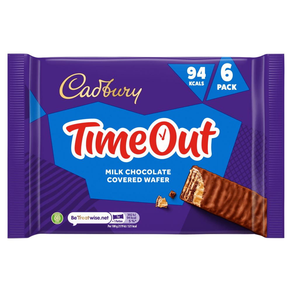 Cadbury Timeout Milk Chocolate Covered Wafer 6 x 18g (108g) - UK Food & Drink - 7622202224201