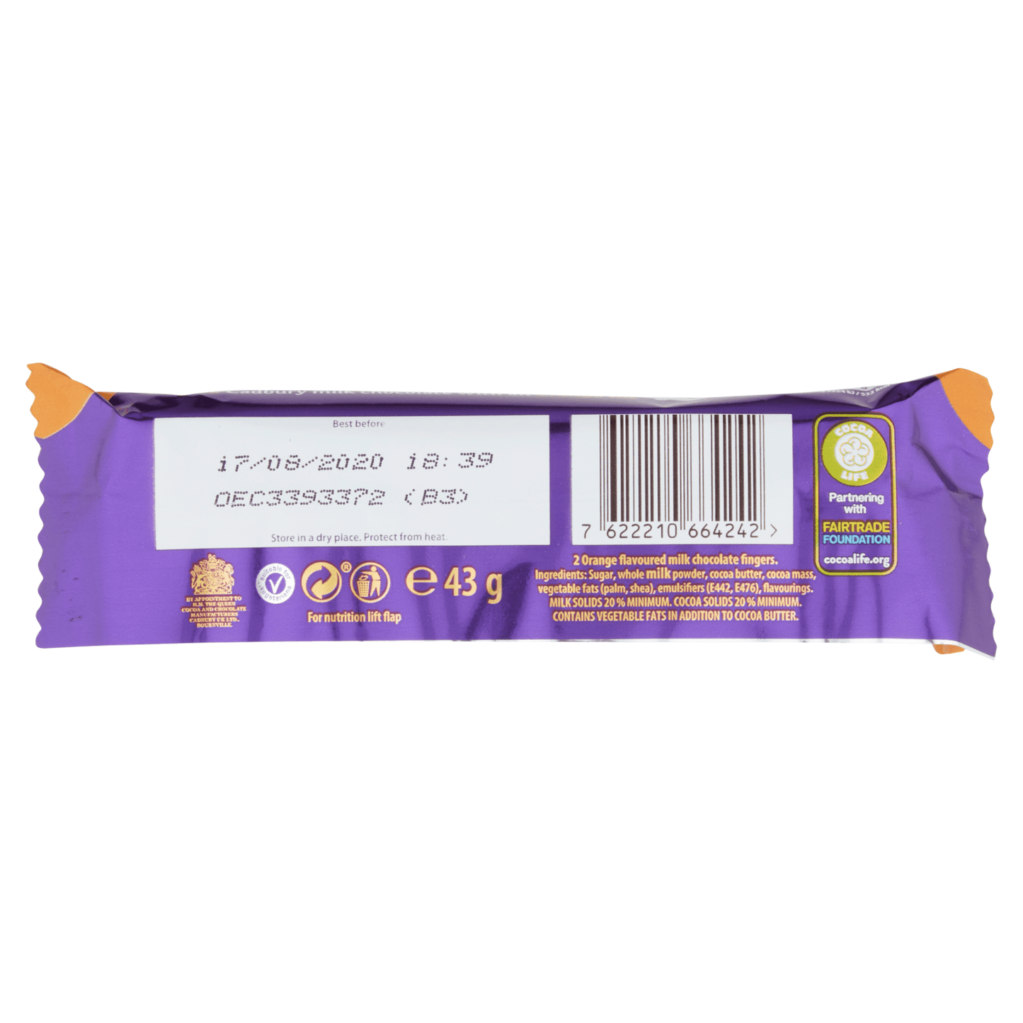 Cadbury Twirl Orange Chocolate Bar 43g - UK Food & Drink - 7622210664242