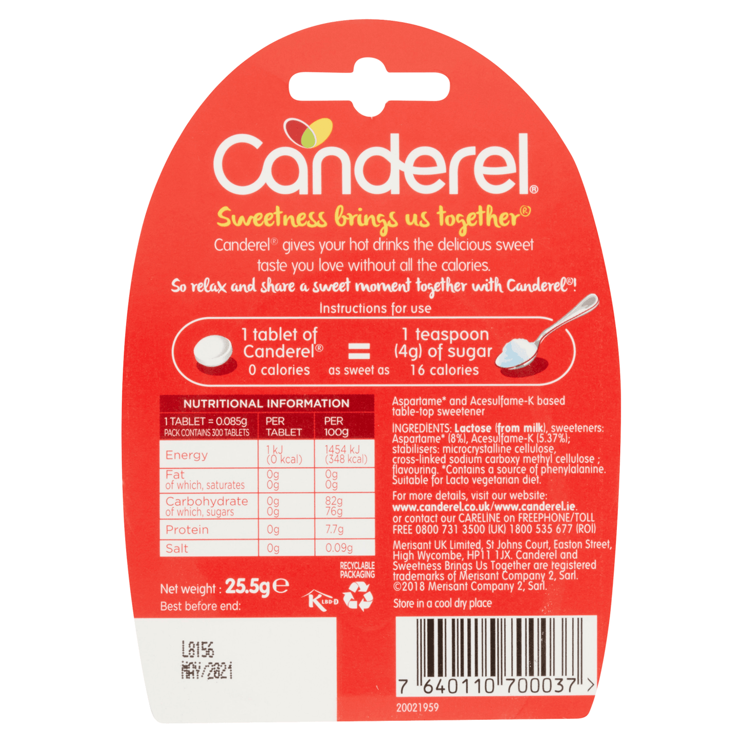 Canderel 300 Tablets 25.5g - UK Food & Drink - 7640110700037