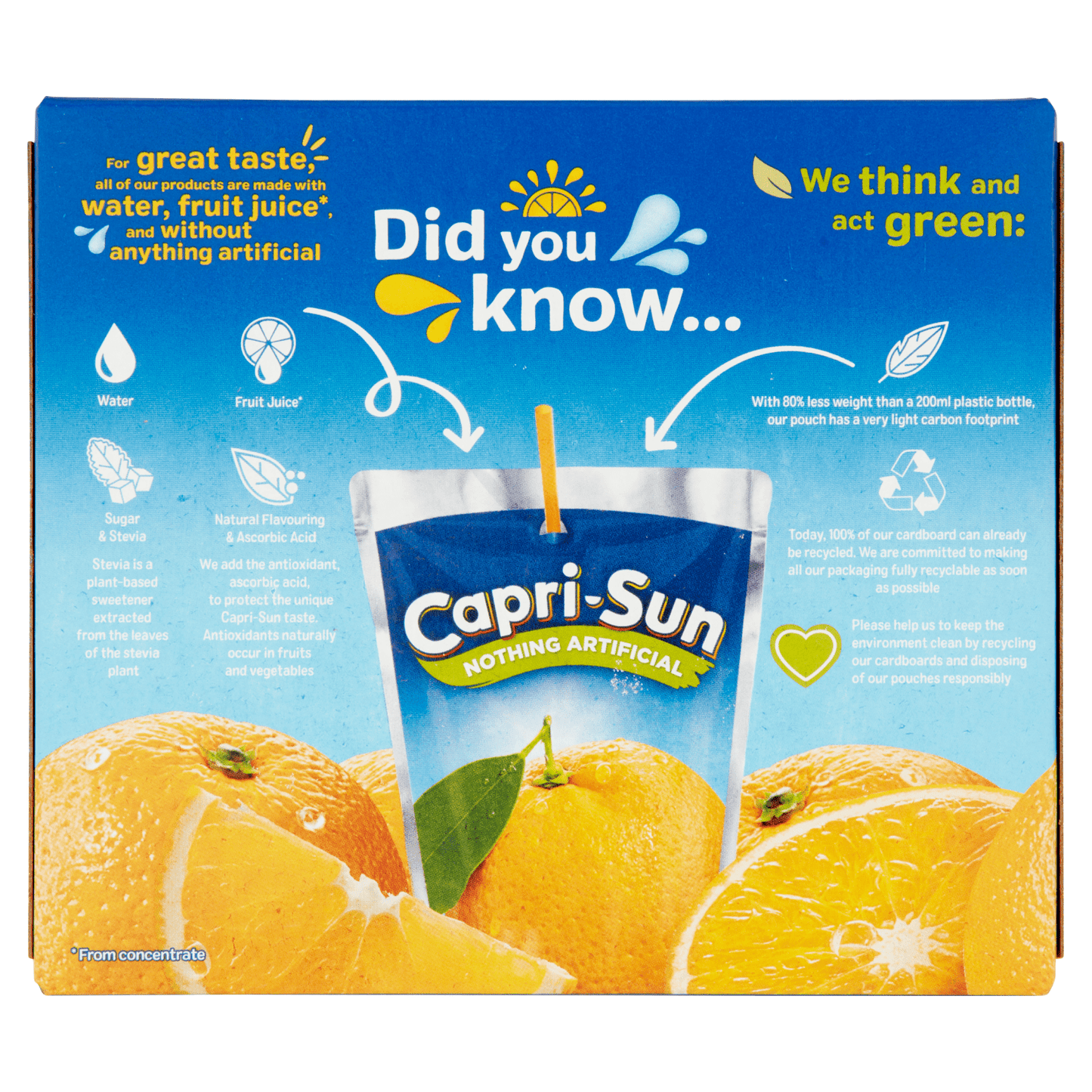Capri - Sun Nothing Artificial Orange 4 x 200ml - UK Food & Drink - 5449000008442