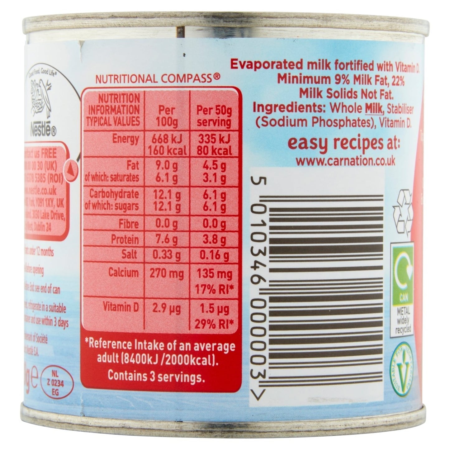 Carnation Evaporated Milk 170g - UK Food & Drink - 5010346000003