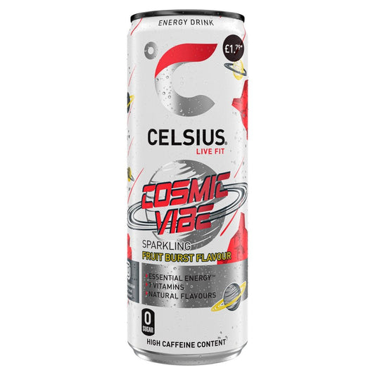 Celsius Live Fit Cosmic Vibe Sparkling Fruit Burst Flavour Energy Drink 355ml - UK Food & Drink - 6430056289823