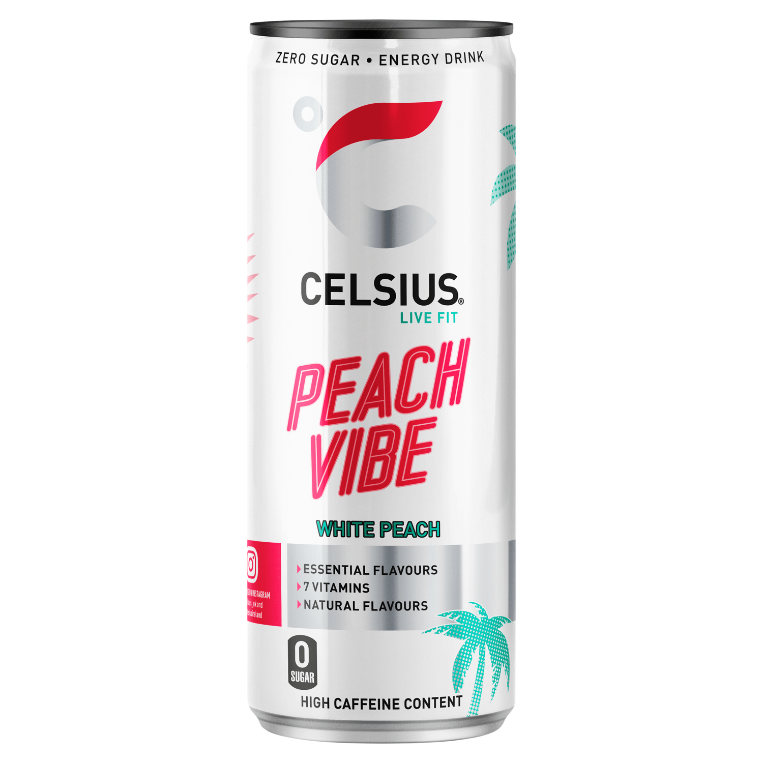 Celsius Zero Sugar Peach Vibe White Peach Energy Drink 355ml - UK Food & Drink - 6430056289601