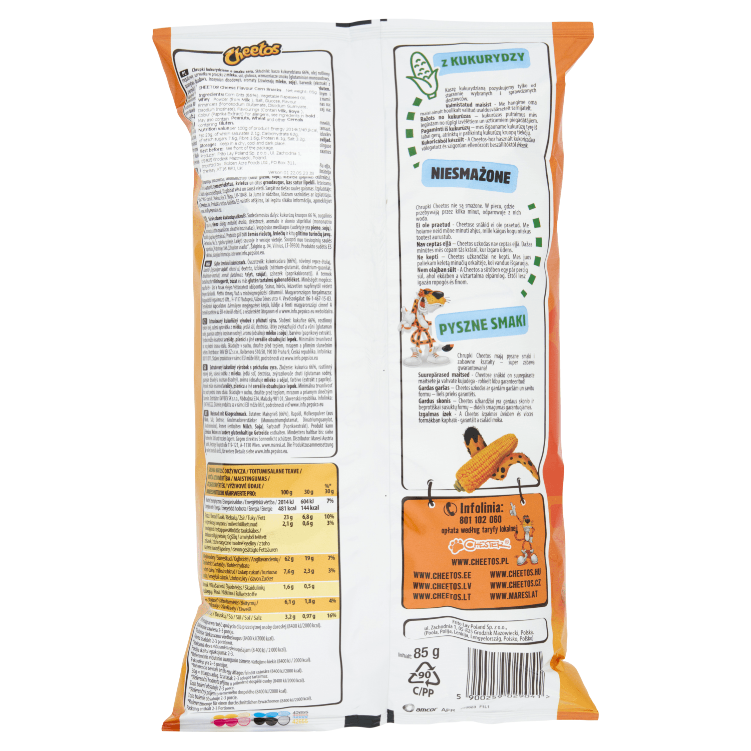 Cheetos Cheese Flavour Corn Snacks 85g - UK Food & Drink - 5900259029041