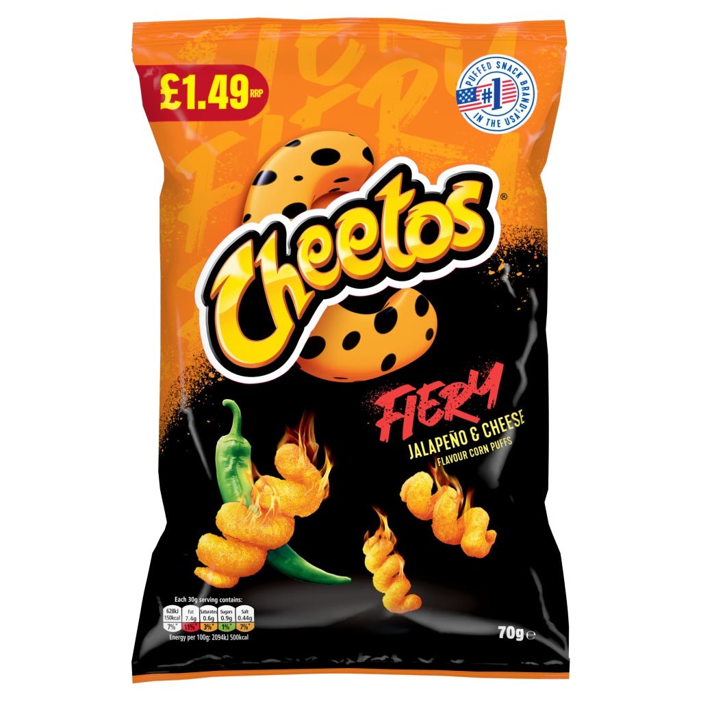 Cheetos Twisted Fiery Jalapeno & Cheese Pm 1.49 70G - UK Food & Drink - 5000328028545