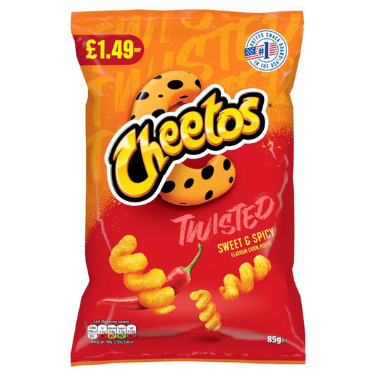 Cheetos Twisted Sweet & Spicy Pm 1.49 85G - UK Food & Drink - 5000328033945