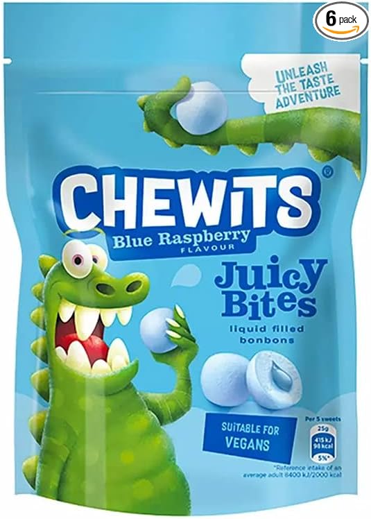 Chewits Blue Raspberry Flavour Juicy Bites 115g - UK Food & Drink - 5060072652243
