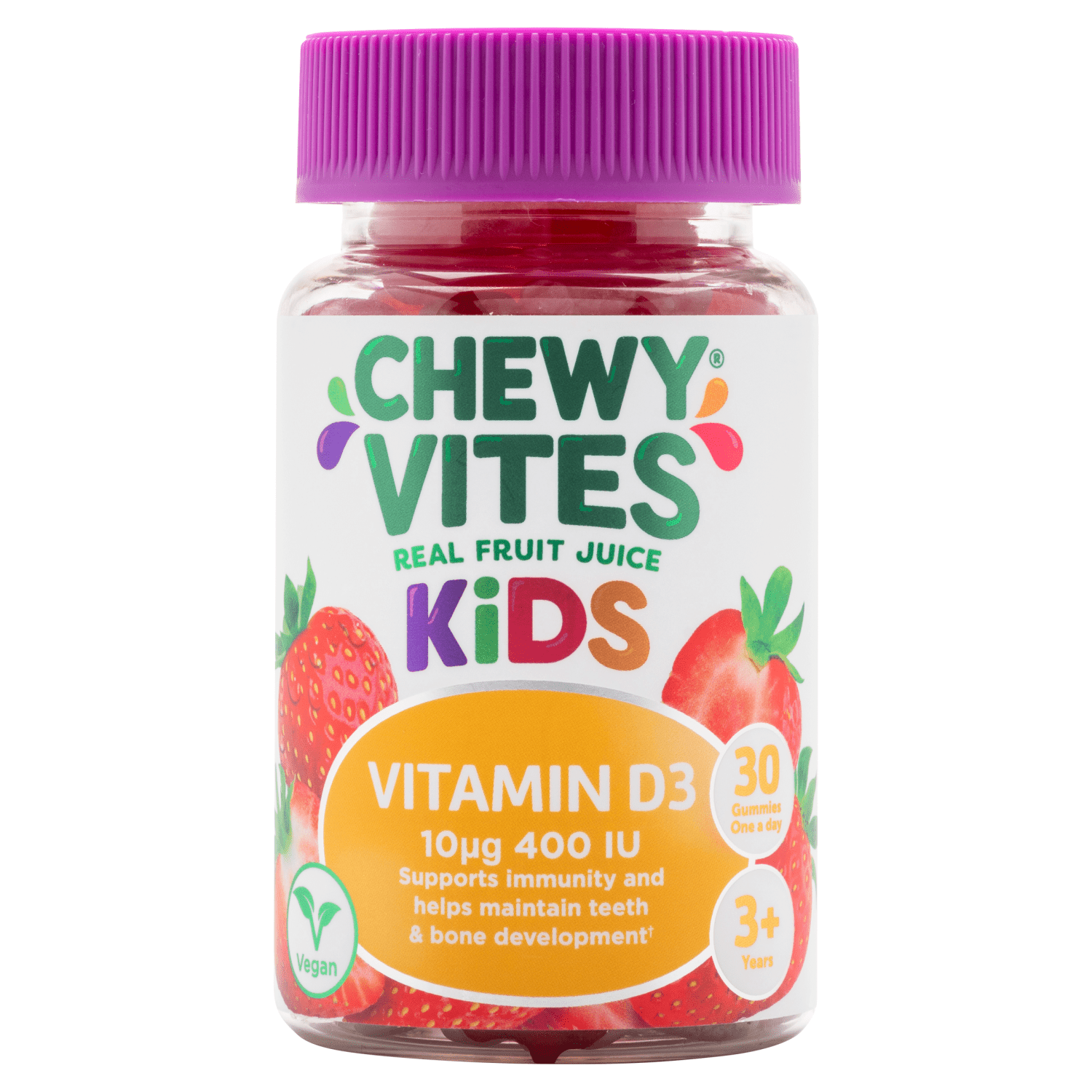 Chewy Vites Kids Vitamin D3 10µg 400IU 30 Gummies One a Day 3+ Years - UK Food & Drink - 6009702811239