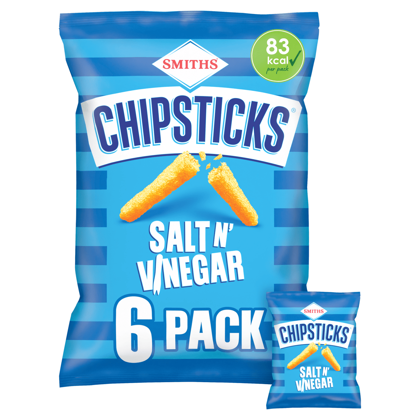 Chipsticks Salt & Vinegar Multipack Crisps 6 x 17g - UK Food & Drink - 5000328027654