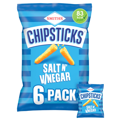 Chipsticks Salt & Vinegar Multipack Crisps 6 x 17g - UK Food & Drink - 5000328027654