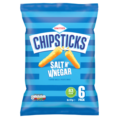 Chipsticks Salt & Vinegar Multipack Crisps 6 x 17g - UK Food & Drink - 5000328027654