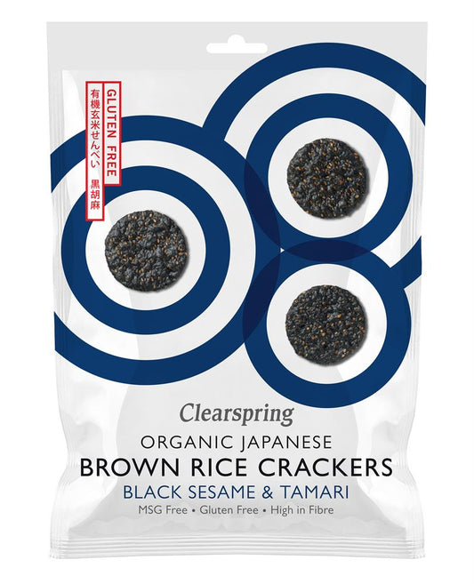 Clearsprings Organic Japanese Brown Rice Crackers - Black Sesame 40G - UK Food & Drink - 5021554988779