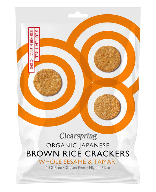 Clearsprings Organic Japanese Brown Rice Crackers - Whole Sesame 40G - UK Food & Drink - 5021554988793
