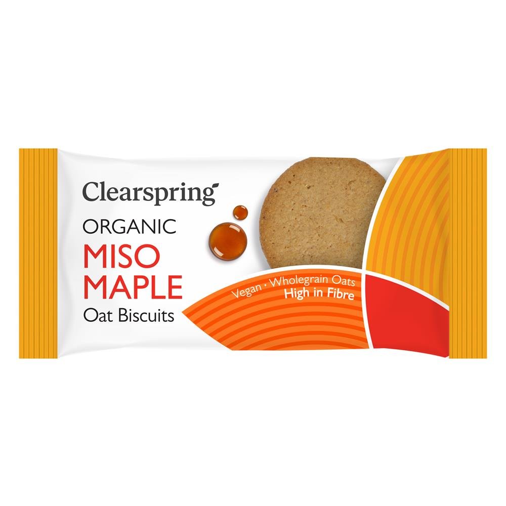 Clearsprings Organic Oat Biscuits - Miso Maple 40G - UK Food & Drink - 5021554005698