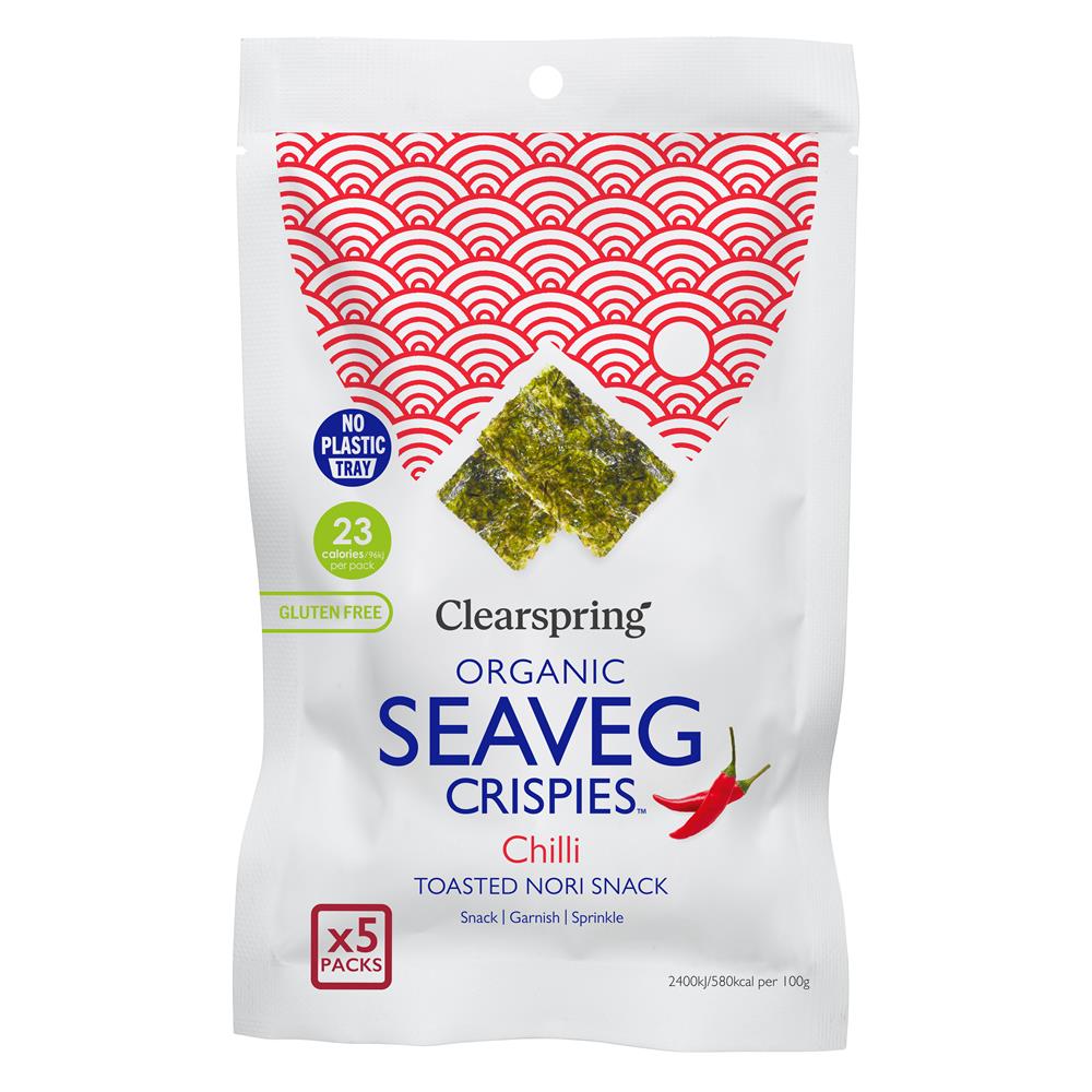 Clearsprings Organic Seaveg Crispies Multipack - Chilli (5X4G) - UK Food & Drink - 5021554005339