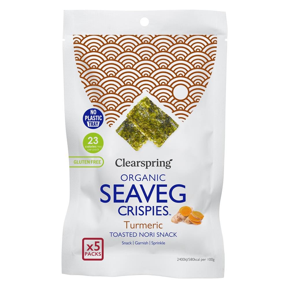 Clearsprings Organic Seaveg Crispies Multipack - Turmeric (5X4G) - UK Food & Drink - 5021554005414