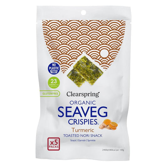 Clearsprings Organic Seaveg Crispies Multipack - Turmeric (5X4G) - UK Food & Drink - 5021554005414