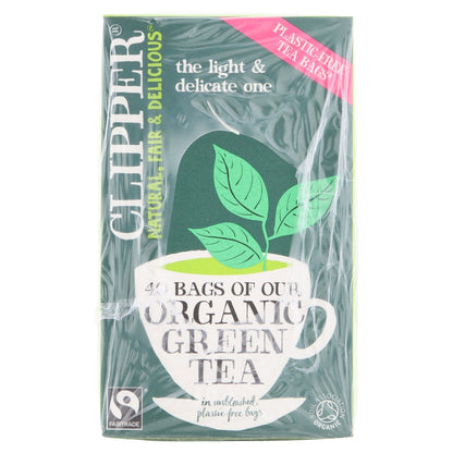 Clipper Fairtrade 40 Organic Green Tea in Unbleached, Plastic - Free Bags 80g - UK Food & Drink - 5021991942631