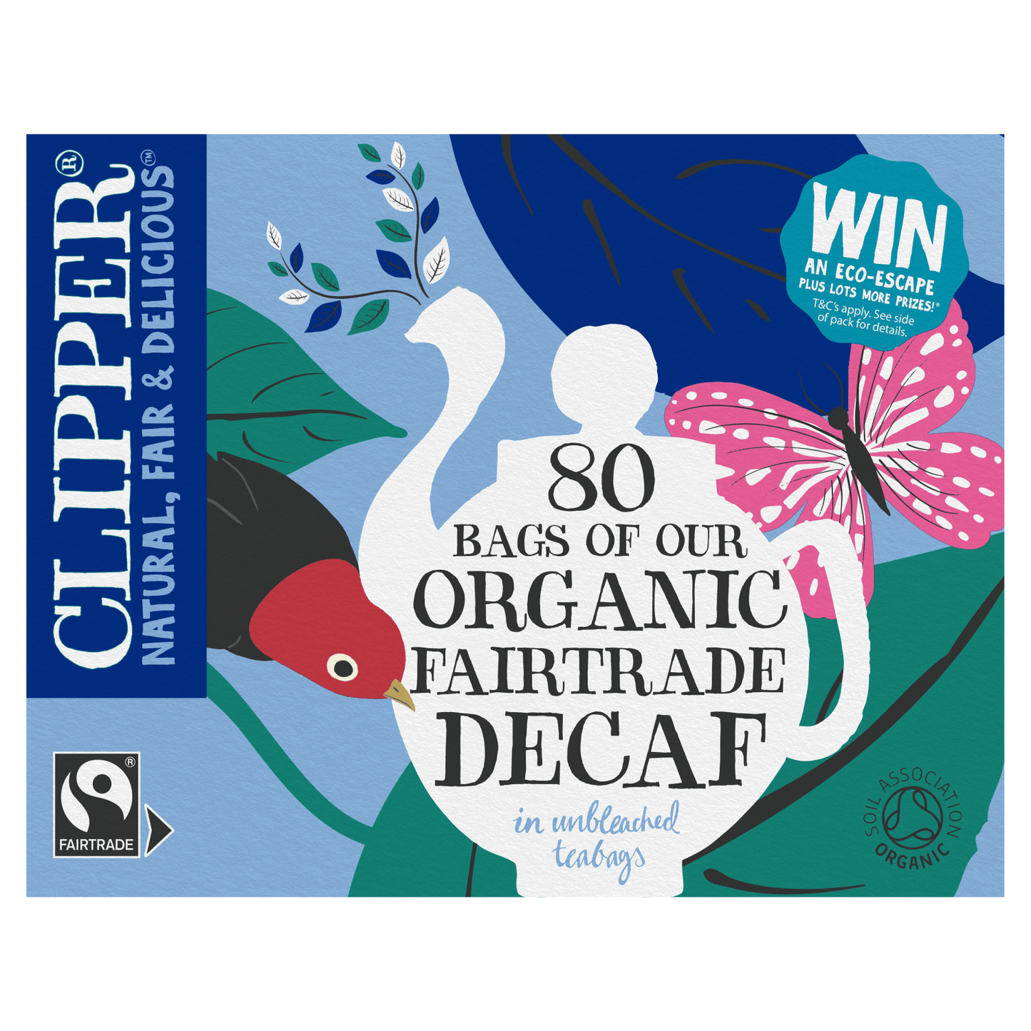 Clipper Fairtrade 80 Organic Decaf in Unbleached, Plastic - Free Bags 232g - UK Food & Drink - 5021991942051