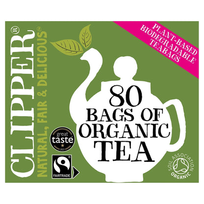 Clipper Fairtrade 80 Organic Tea in Unbleached, Plastic - Free Bags 232g - UK Food & Drink - 5021991942037